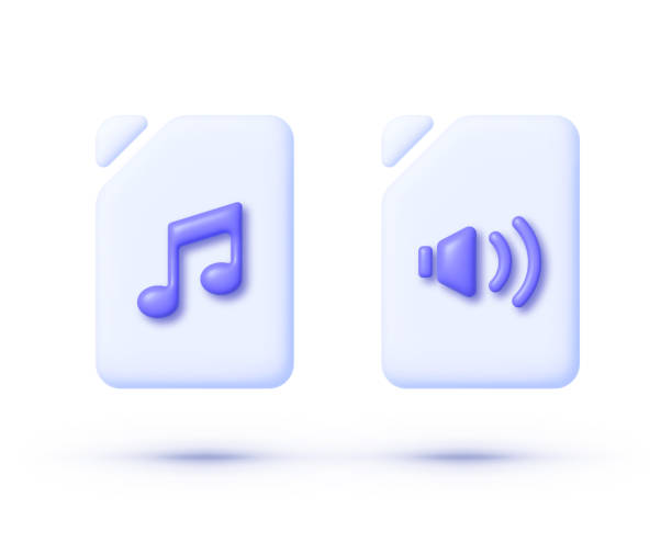 istock Audio file in 3d style on white background. Play sign. Vector illustration design 1695146980