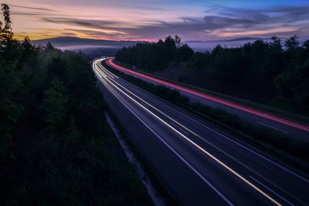 istock View of the highway with sunrise. 1695151583