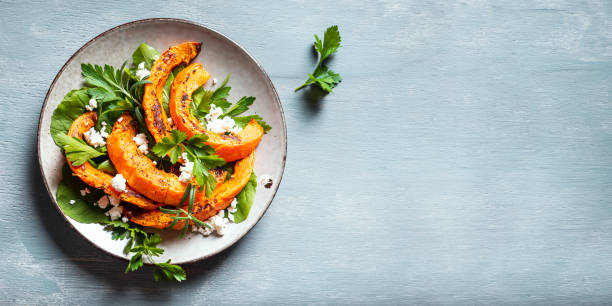 istock Autumn salad with grilled pumpkin and goat cheese 1695158438