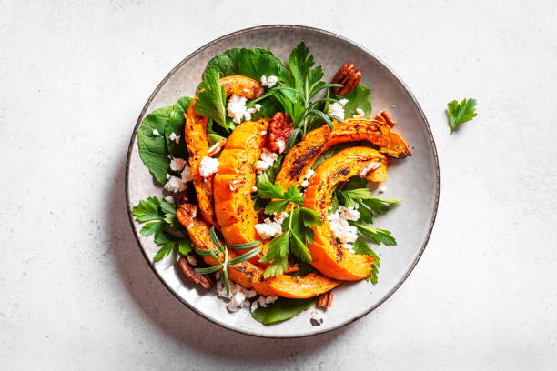 istock Autumn salad with grilled pumpkin and goat cheese 1695158439