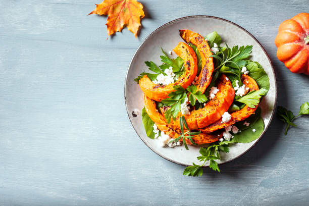 istock Autumn salad with grilled pumpkin and goat cheese 1695158441