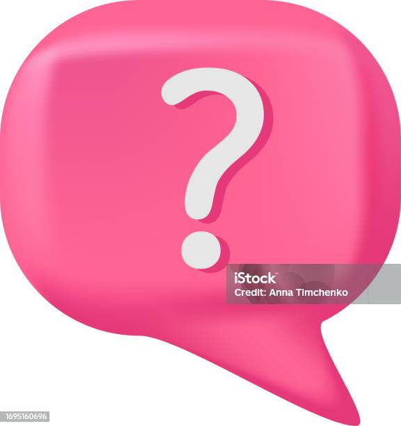 Question Sign On Pink Speech Bubbles Vector 3d Render Speech Bubble ...