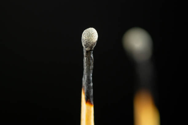 The Fire Spreads Over A Wooden Match Close Up