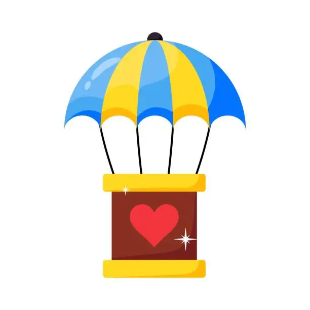 Vector illustration of Parachute box vector colorful stickers Icon Design illustration. EPS 10 File