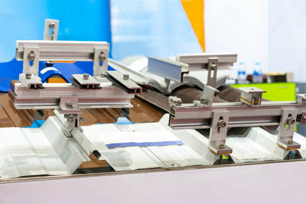 istock Various sample device of solar cell mounting for installation on roof metal sheet 1695201399