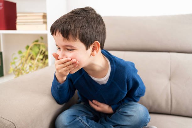 istock Stressed child with a stomach ache 1695221120