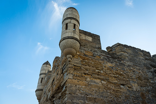 Bottom view of the towers of the surviving bastion of the Turkish fortress Yenikale in the Crimea