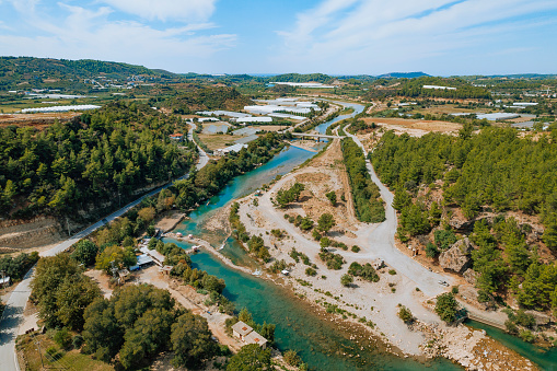 Aerial view of Alara river, Alanya, Turkey