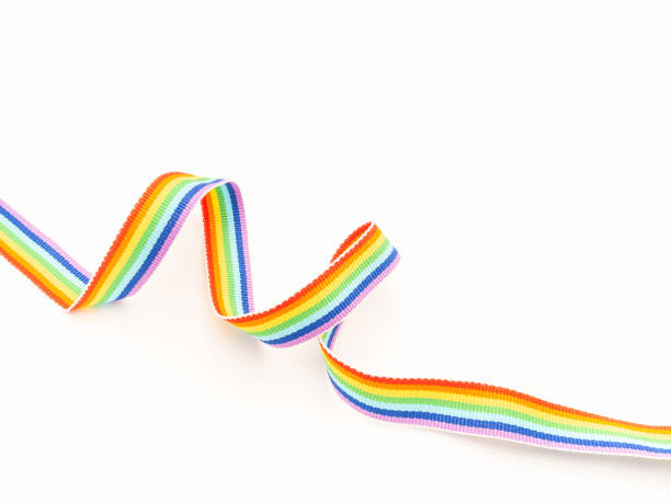 istock Rainbow cloth ribbon on a white background 1695274479