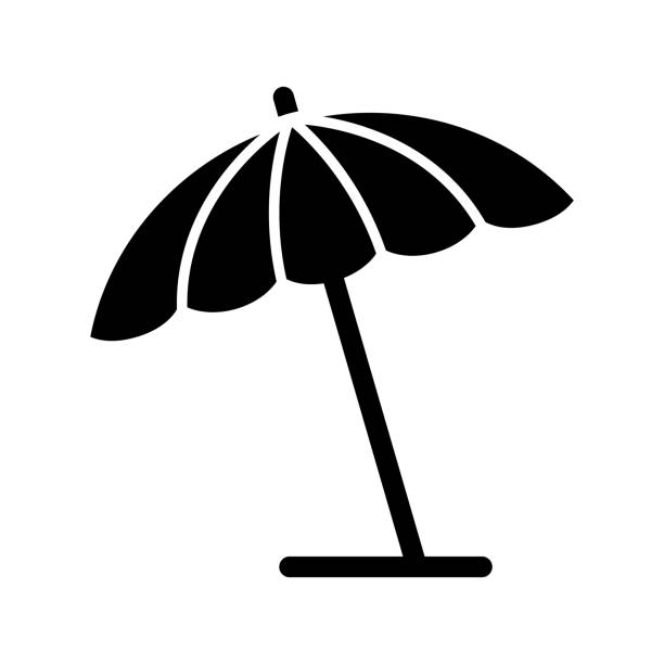 Beach umbrella solid icon, summer concept, parasol sign on white background, sun umbrella icon in glyph style mobile concept web design. Vector graphics. Beach umbrella solid icon, summer concept, parasol sign on white background, sun umbrella icon in glyph style mobile concept web design. Vector graphics parasol stock illustrations