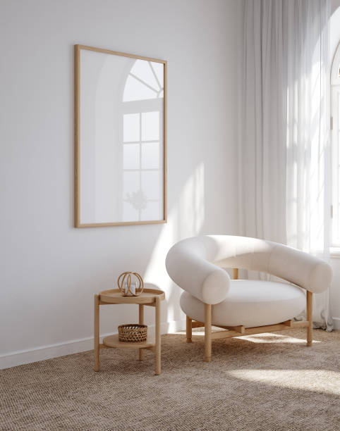 istock Cozy white living room interior, home mockup 1695289709