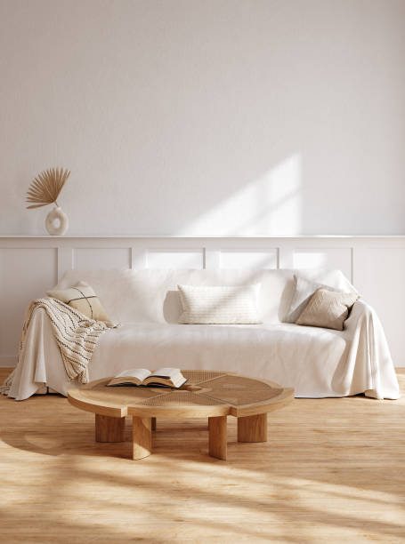 istock Cozy white living room interior, home mockup 1695289727