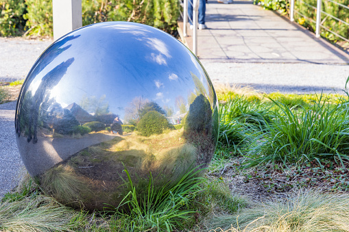 Mirror balls in garden in Fitzgerald's park in Cork Munster province in Ireland Europe