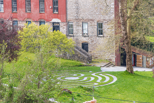 View from Fort Elizabeth Dun Elise on garden and labyrinth in Cork Munster province in Ireland Europe