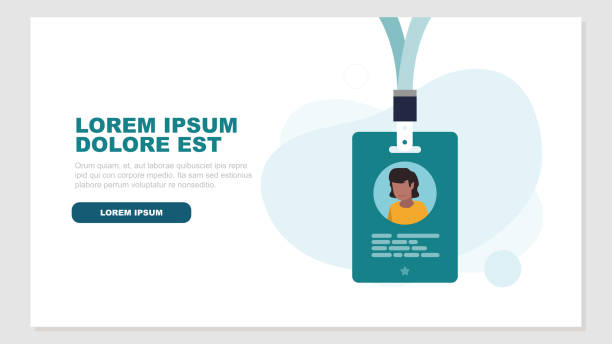 illustrations, cliparts, dessins animés et icônes de illustration vectorielle d’une carte d’identité d’employé - concept d’entreprise - étiquette nominative