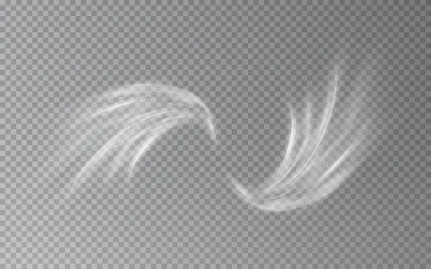 Vector illustration of Speed ​​line light effect.
Abstract fast moving lines of light.
Line with the effect of the movement of a cold wind, a storm, a threat.
Vector set of breezes for design with air conditioners.