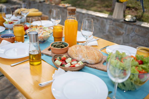 istock Well decorated table, with salads and aperitif for an brunch 1695341626