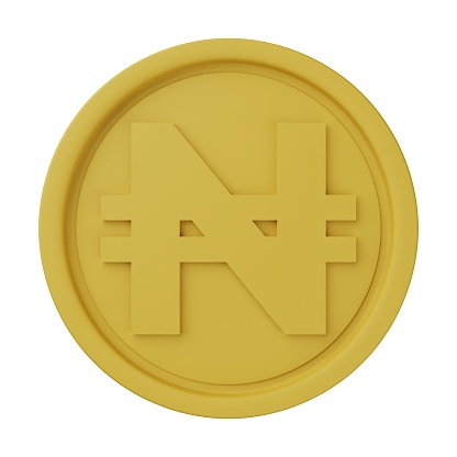 Gold Coin Naira 3D Illustration Isolated in White Background