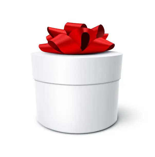 Vector illustration of White Gift Box With Red Bow