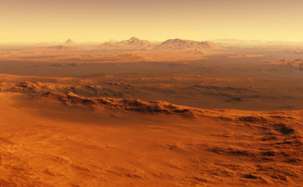 istock Martian dark plains and enormous dark sand dune 1695373391
