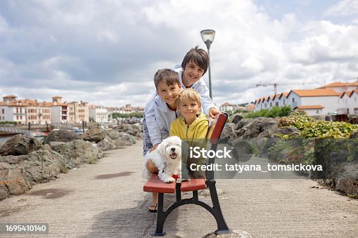 Family, visiting small town in France, Saint Jean de Luz, during summer vacation, traveling with children