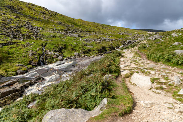 istock Trail with waterfall and rocks in Wicklow mountain 1695446060
