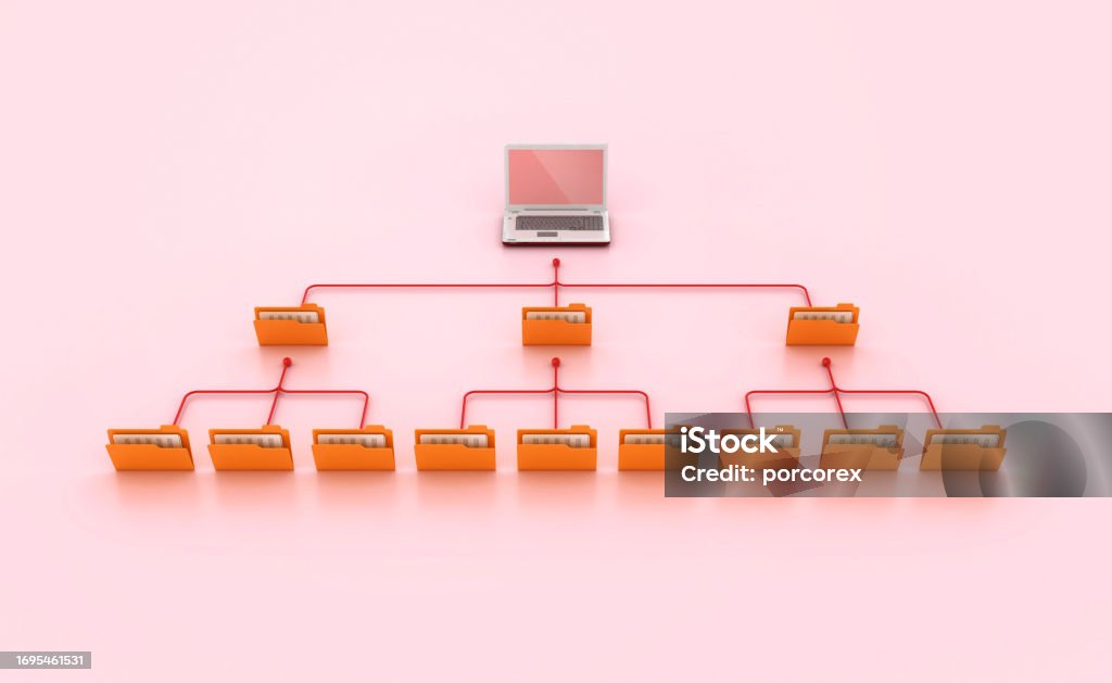 Computer Folder Structure With Laptop Stock Photo - Download Image Now ...
