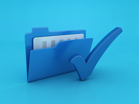 Computer Folder with Check Mark - Color Background - 3D Rendering