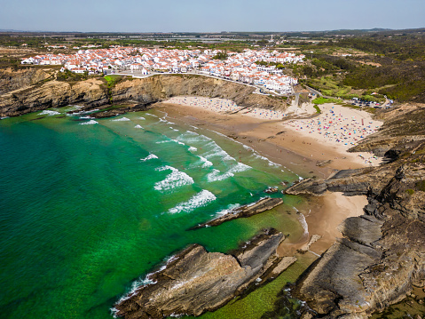 On the south of Portugal is Alentejo is Alteirinhos beach and Zambujeira do mar, with big cliffs and white sand