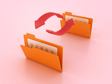 Computer Folders with Arrwos - Color Background - 3D Rendering