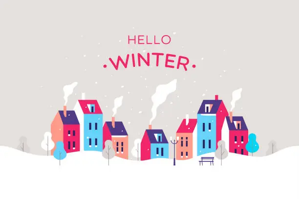 Vector illustration of Winter cityscape. Vector illustration for mobile and web graphics.
