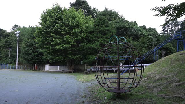 A playground equipment of the closed elementary school ground