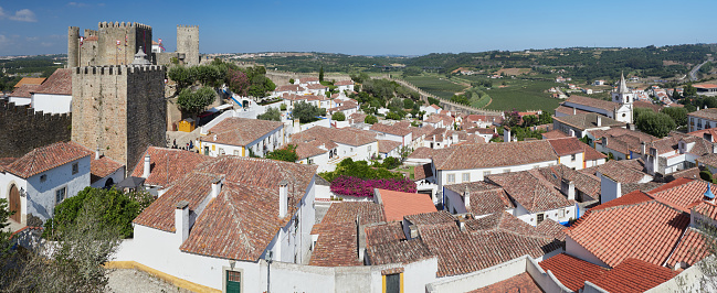 Houses and roof-tops in the medieval toen of Obidos, Leira, Portugal