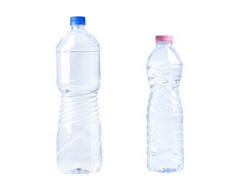 mineral water bottle on white background
