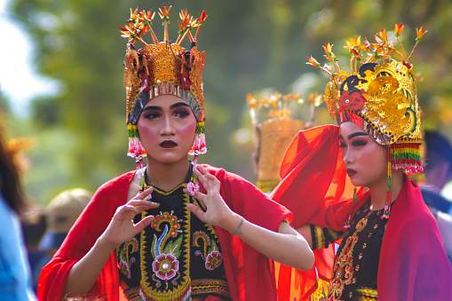 September 16, 2023. Banyuwangi, East Java, Indonesia. Gandrung Sewu is a spectacular mass dance performance of the traditional Gandrung dance. Thousands of dancers dressed in colorful costumes.