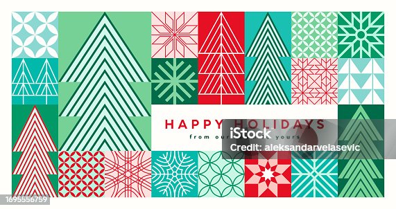 istock Modern Geometric Holiday Christmas Card Design 1695556759