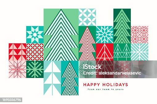 istock Modern Geometric Holiday Christmas Card Design 1695556796