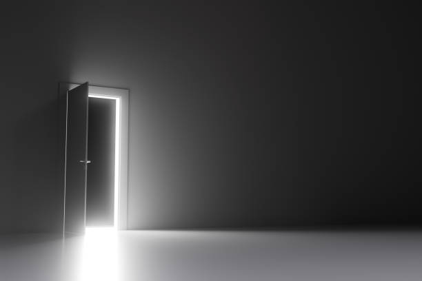 istock Open Door and Glowing Light 3D Illustration with Clipping Path 1695572647