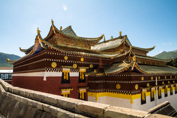 istock Magnificent palace in Langmu Temple in China 1695594637