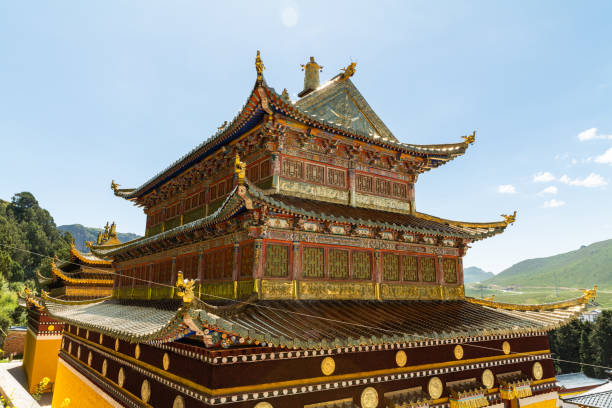 istock Magnificent palace in Langmu Temple in China 1695598523