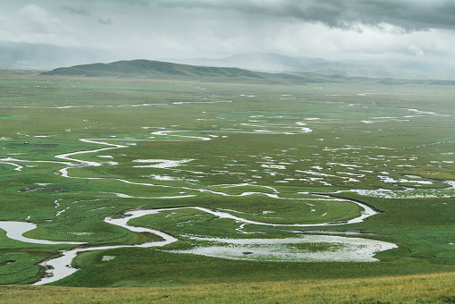 High angle view of magical landscape in Lianbao Yeze, China