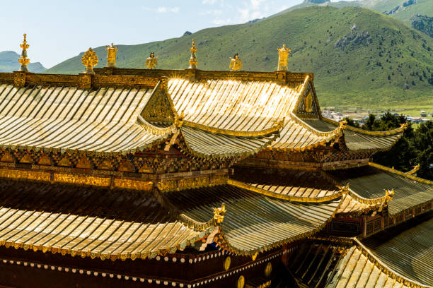 istock Magnificent palace in Langmu Temple in China 1695603794