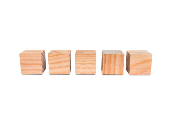 istock Wooden geometric shapes cube for conceptual design. Education game. isolated on  white background. 1695604831