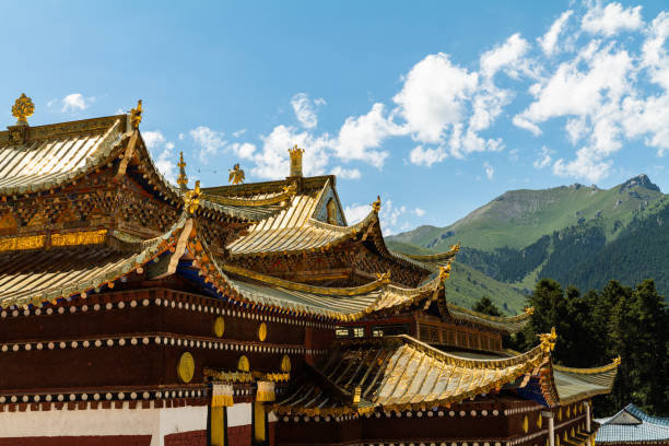 istock Magnificent palace in Langmu Temple in China 1695605983