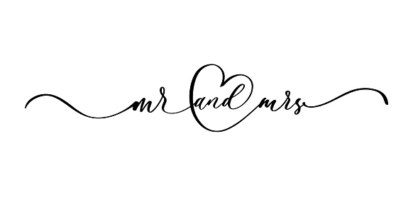 MR and MRS hand lettering, vector illustration. Hand drawn lettering card background. Modern handmade calligraphy. Hand drawn lettering element for your design