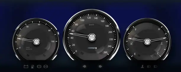 Vector illustration of Realistic luxury car dashboard. Premium car design