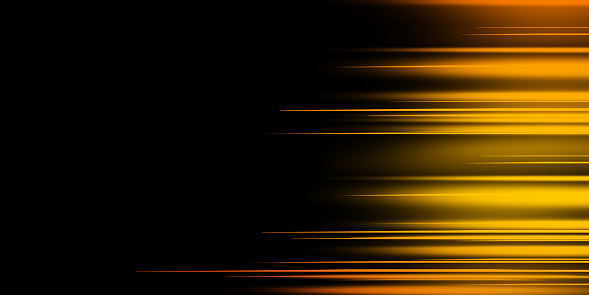 Black and orange modern abstract background with yellow glowing movement and high-speed light effect