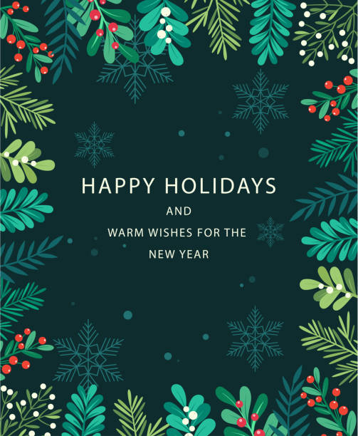 Happy Holidays Background Vector illustration of Happy Holidays, Banner - Sign, Holly, Message wallpaper decor stock illustrations