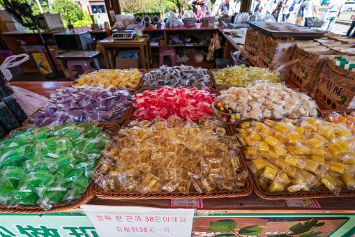 Zhangjiajie, China - August 31, 2023: Sale of traditional sweets