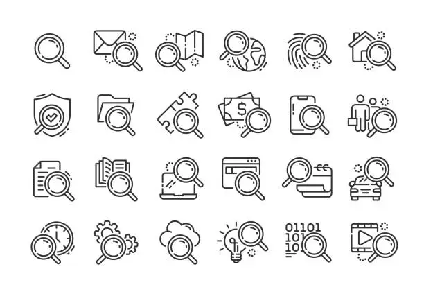 Vector illustration of Search Line Icons Editable Stroke